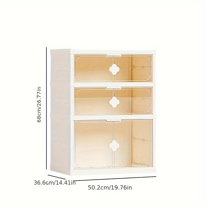 Foldable Shoe Rack with Door Plastic Storage Organizer