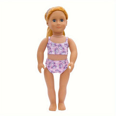 Unicorn Swimsuit for 18" Dolls Pink Purple Soft Fabric