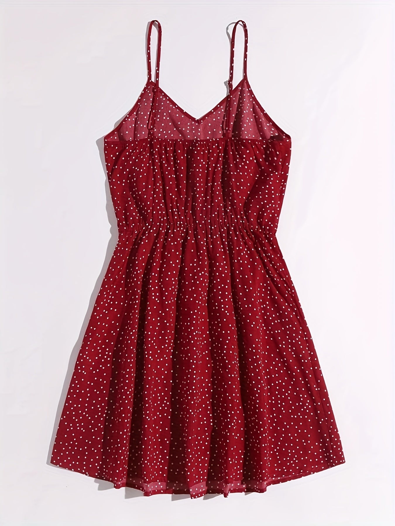 Polka Dot V Neck Spaghetti Dress