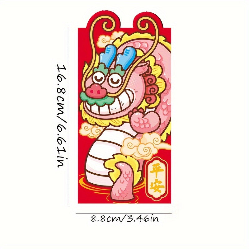 6pcs Dragon Year Red Packet Cartoon 3D Year Press Universal Spring Supplies