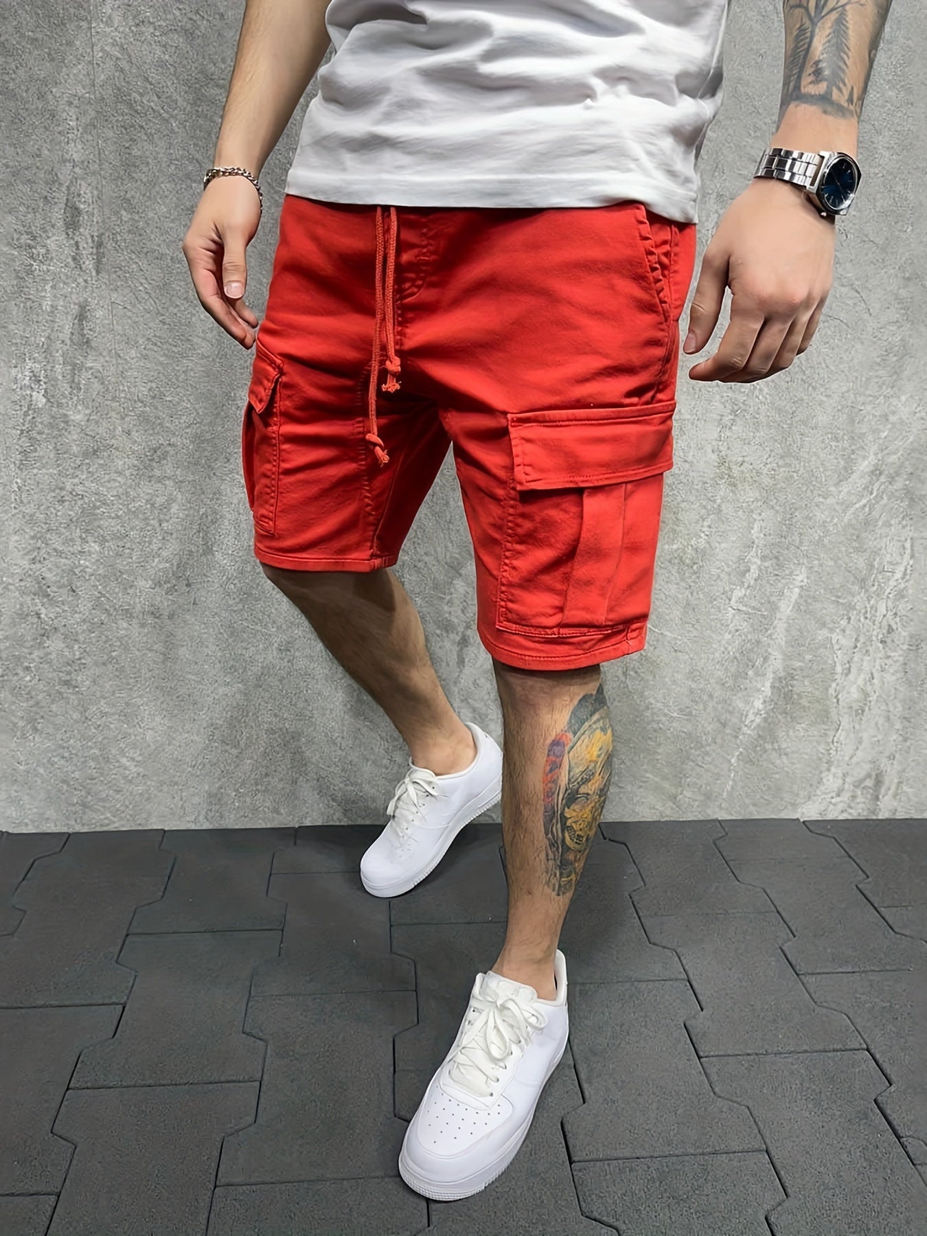 Men's Loose Fit Cotton Cargo Shorts with Pockets