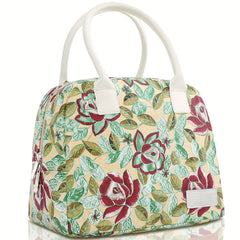 Rose PU Insulated Lunch Bag With Handle And Zipper