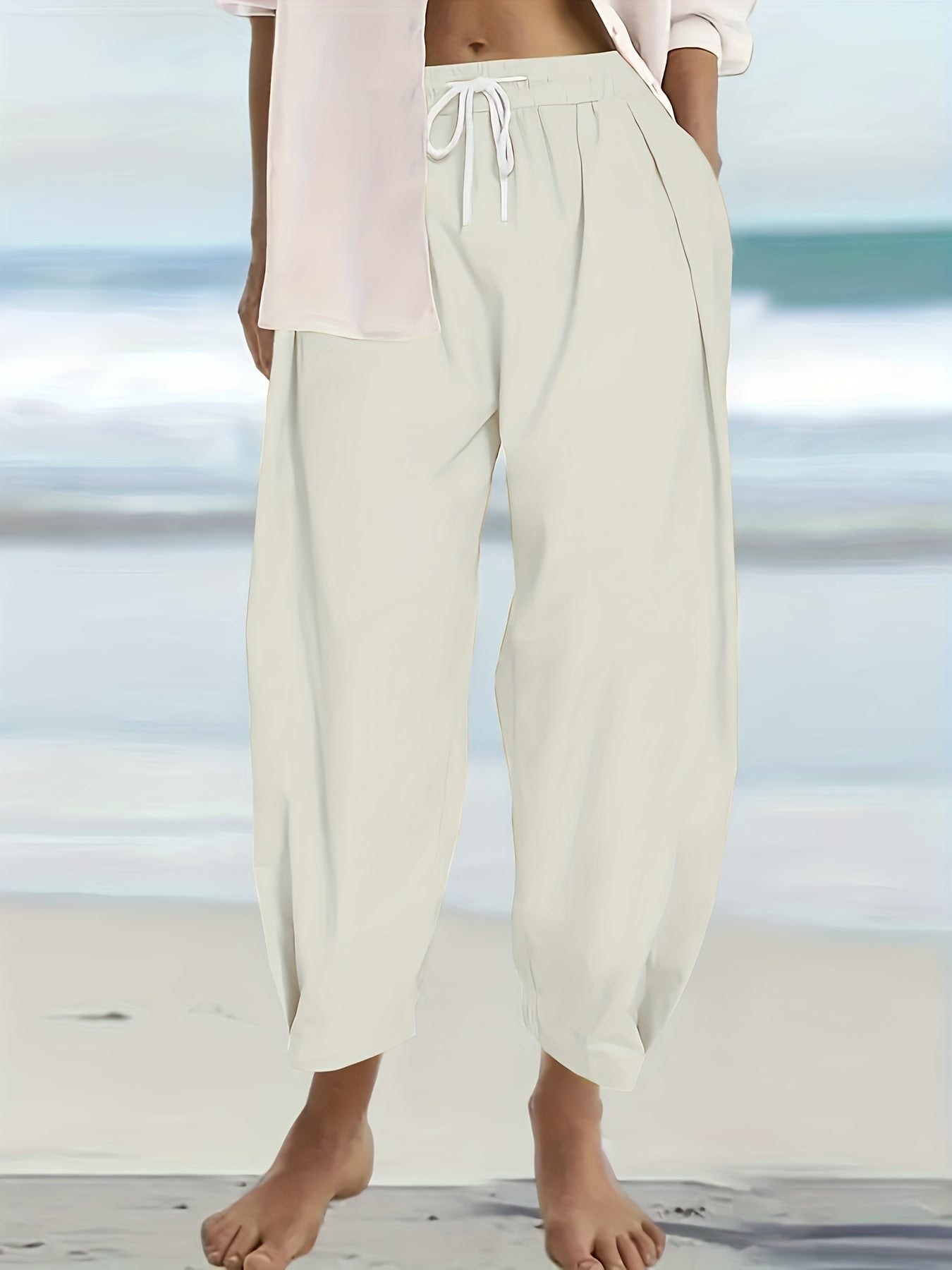  High Rise Harem Trousers With Pockets