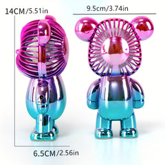 Mini Bear Fan Rechargeable 3 Modes USB Charging Multicolor Portable