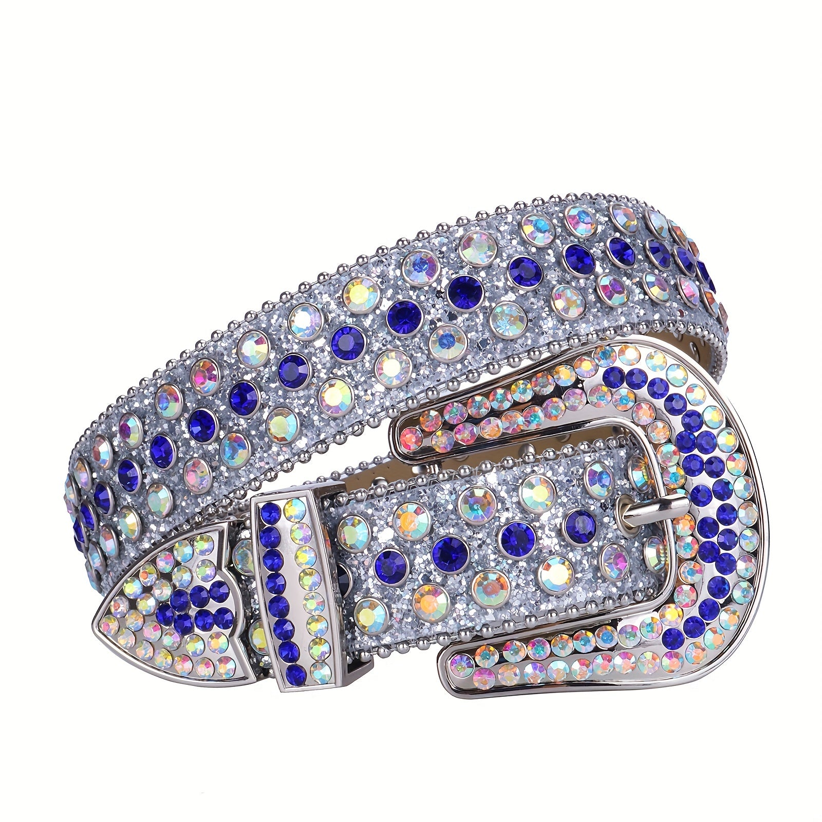 Men's Rhinestone Western Cowboy Belt Sparkle Studded Belts Strap