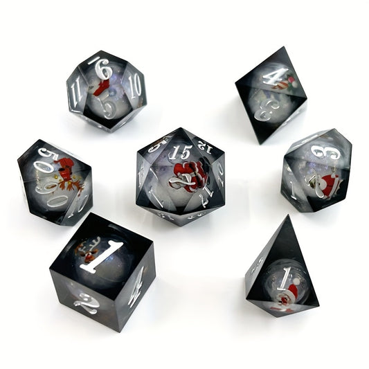 7pcs Resin Santa Running Dice Set For Board Game Polyhedron Dices