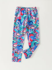 Girls' Colorful Swirls Print Cropped Pants