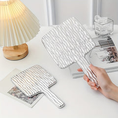 Wave Pattern Square Hand Mirror Small Vanity Mirror Portable Beauty Mirror