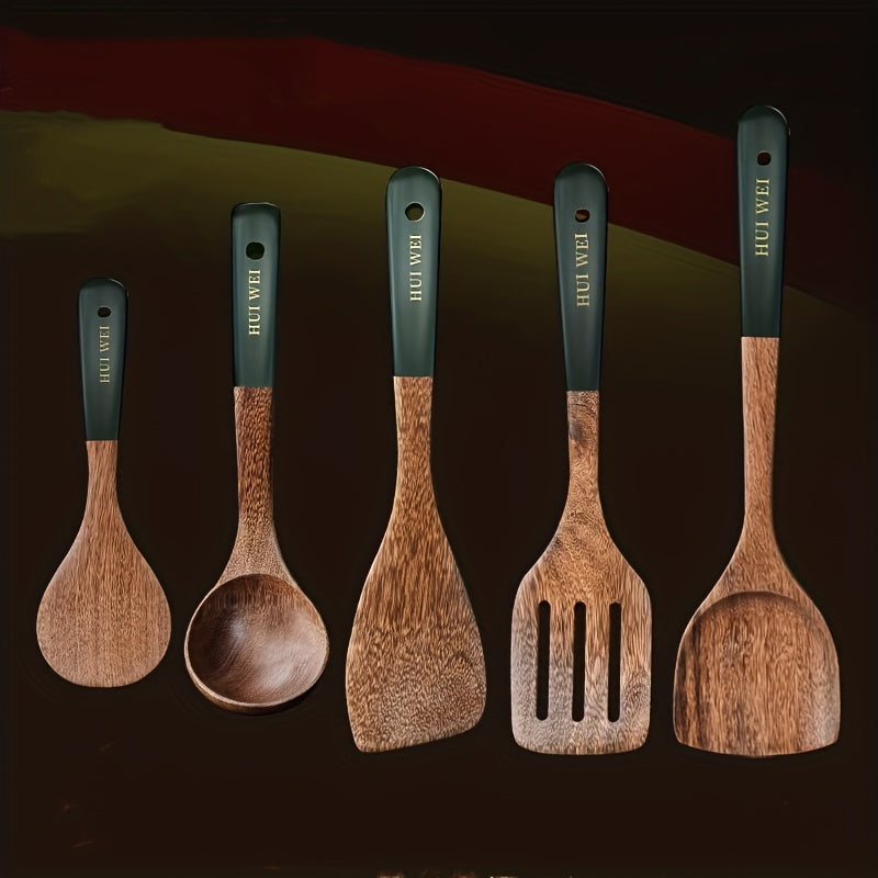Wooden Utensil Set Kitchen Tools Non Stick Cooking Turner Spatula Spoon