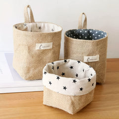 Jute Cotton Linen Storage Bag Wall Hanging Pocket Fabric Organizer Dorm