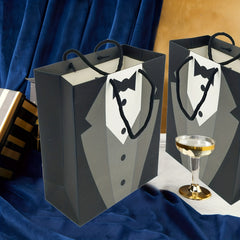 3D Tuxedo Satin Bow Tie Gift Bags for Wedding Groomsmen
