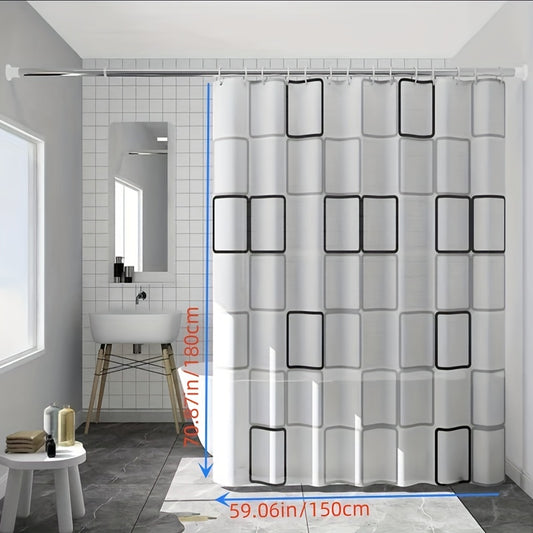 Small Checkered PEVA Shower Curtain Waterproof Bath Curtain