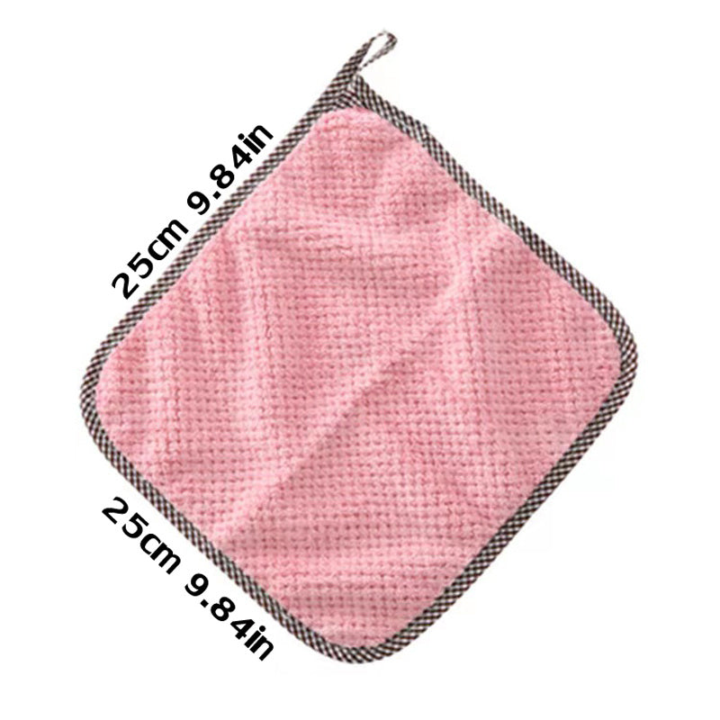 4pcs Thickened Dish Towel Hanging Hand Towels Kitchen Rag