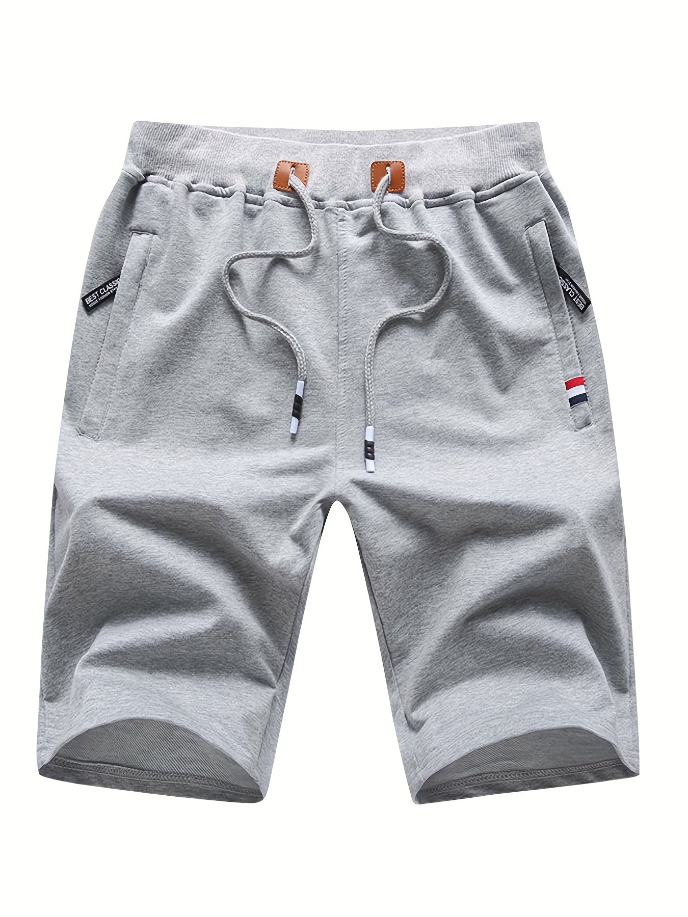 Men's Casual Solid Mid Stretch Elastic Waist Drawstring Shorts