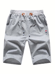 Men's Casual Solid Mid Stretch Elastic Waist Drawstring Shorts