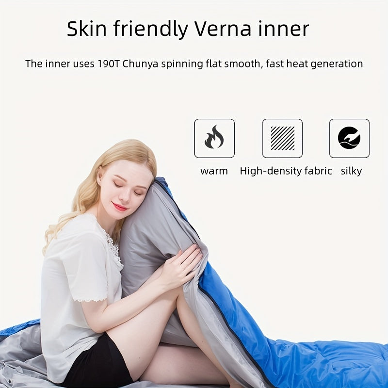 Winter Warm Envelope Sleeping Bag With Cap for Camping