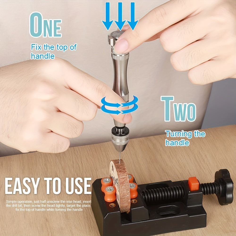 Pin Vise Hand Drill 10pcs Bit Drill Press Vise 210 PCS Keychain Supplies