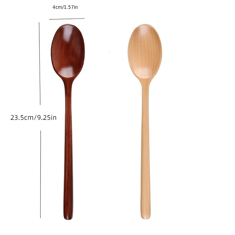 Wooden Soup Spoons For Mixing Cooking Long Handle Spoon Kitchen Utensil