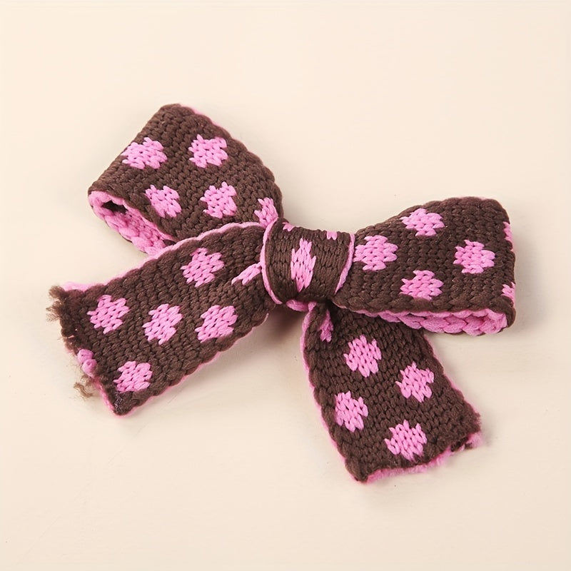 Kids Bow Hairpin Knitted Floral Baby Hair Hoop Soft Hairpin