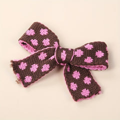 Kids Bow Hairpin Knitted Floral Baby Hair Hoop Soft Hairpin