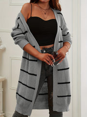  Striped Ribbed Knit Cardigan