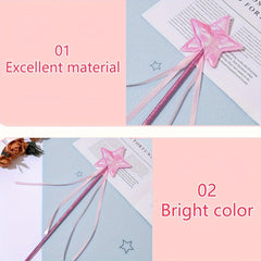 10pcs Pink Princess Magic Wands with Sparkling Pentagrams for Parties