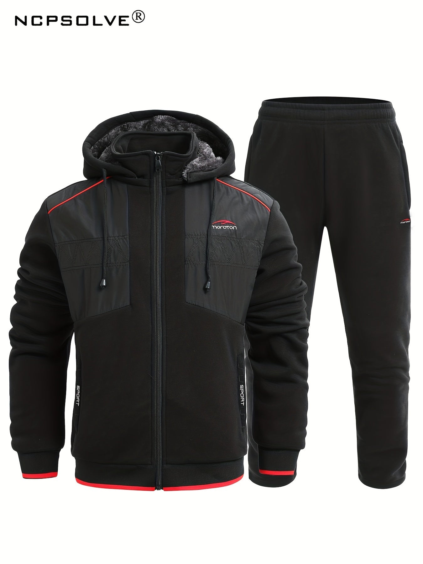 Men's Active Fleece Hooded Jacket & Pants Set