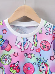 Girl's Unicorn Graphic Crew Neck Sweatshirt Top Long Sleeve Pullovers