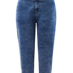  High Rise Solid Straight Leg Jeans Women's Plus Casual Denim Pants