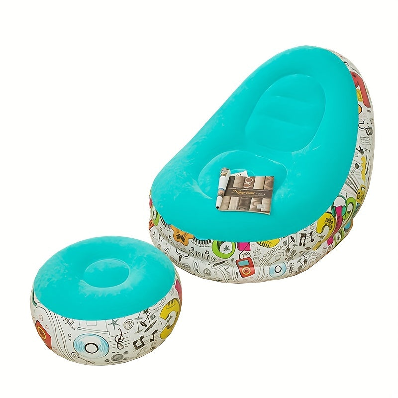 Lazy Sofa Plush Graffiti Inflatable Sofa with Footrest