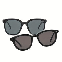 2pcs Men's UV Resistant Sunglasses With Box Packaging