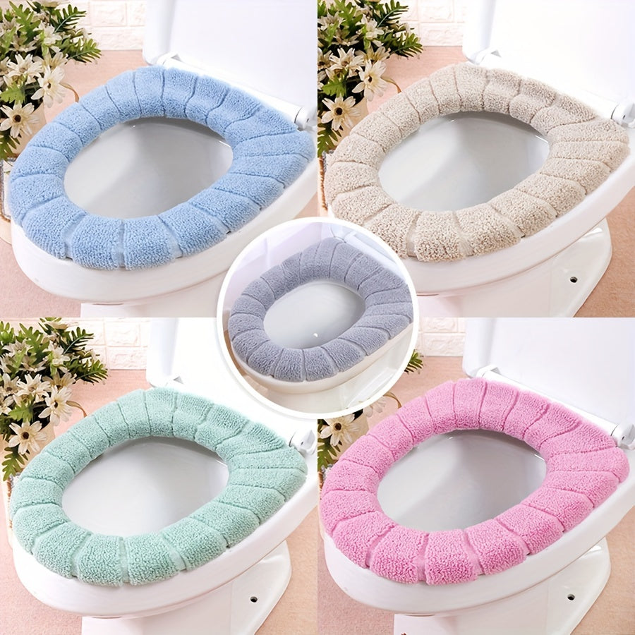 Winter Warm Knitted Toilet Seat Cushion Thickened Detachable Washable