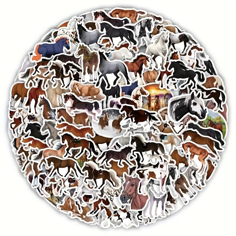 50pcs Horse Realistic Stickers for Water Bottle Laptop Luggage
