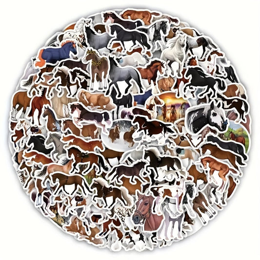 50pcs Horse Realistic Stickers for Water Bottle Laptop Luggage
