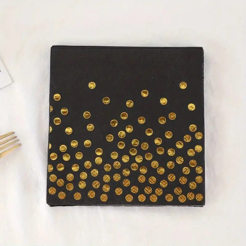 25pcs Bronzing Polka Dot Napkins Plates Cups Party Supplies