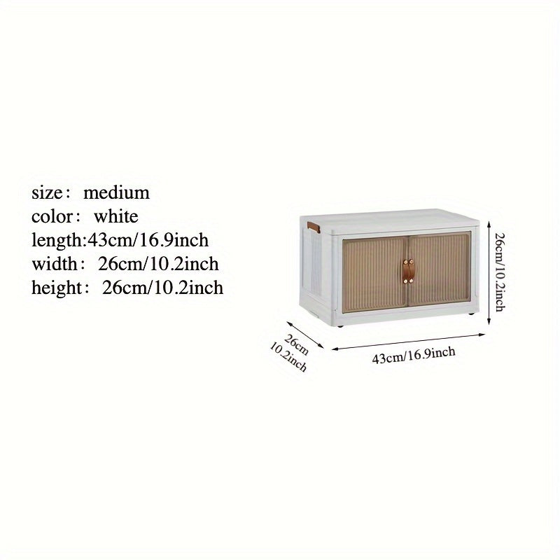 Foldable Storage Box w/ Wheels & Doors - Stackable Clothes Storage