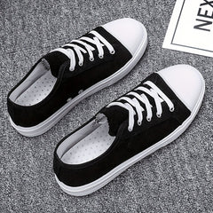 Women's Canvas Lace Up Sneakers Lightweight Skate Shoes