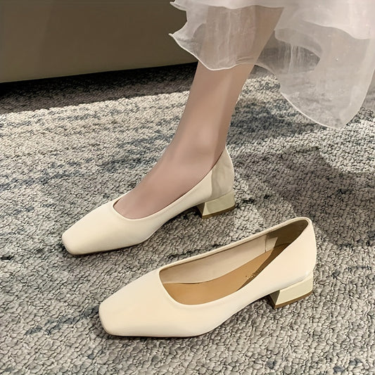Women's Low Heel Square Toe Slip On Shoes