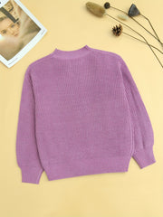 Girls Fall Winter Crew Neck Pullover Sweater