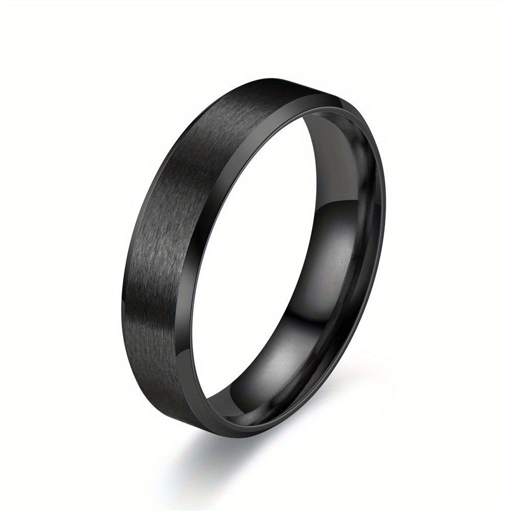 Matte Stainless Steel Retro Men's Ring Silvery Golden