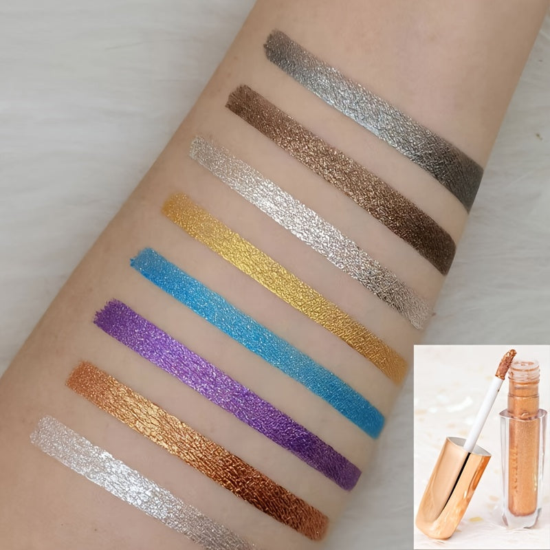 Glitter Eyeshadow Waterproof Fast Drying Eyeliner Metallic Shimmer Golden Brown