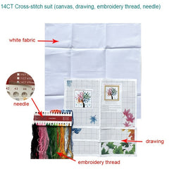 Four Seasons Colorful Tree Cross Stitch Kit 14CT