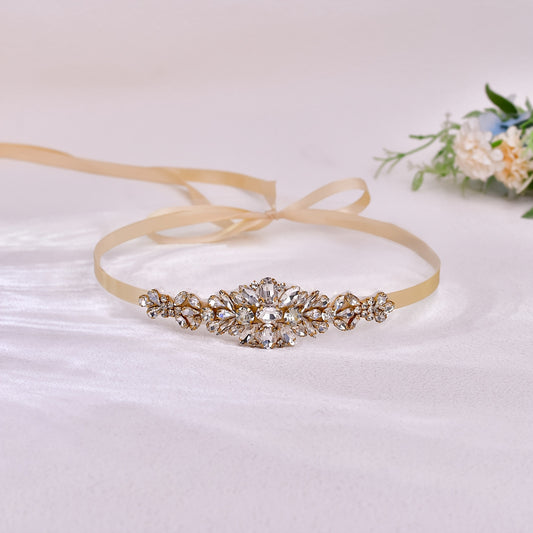 Bohemian Style Bridal Sash Vintage Glass Diamond Waist Belt