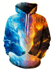 Wolves 3D Print Hoodies for Men Graphic Hoodie with Kangaroo Pocket