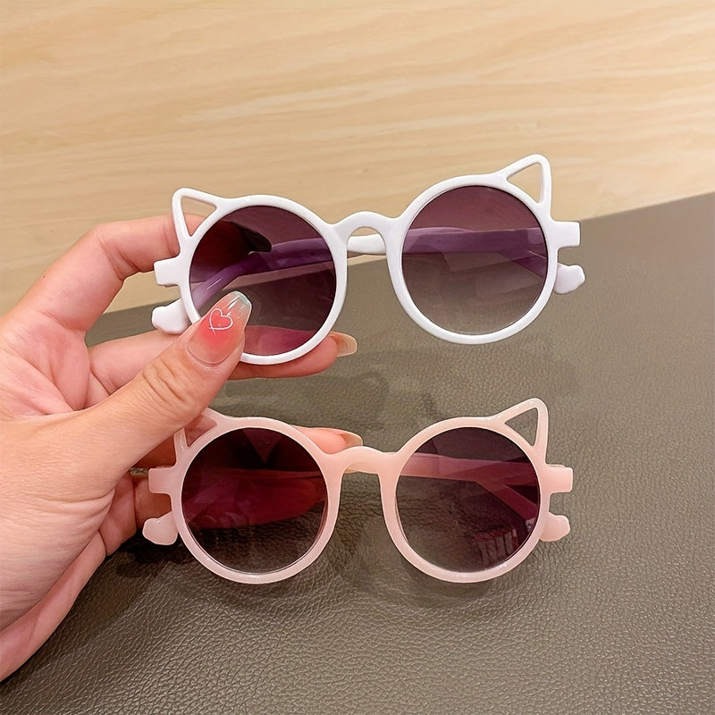 Kids Cat Ear Round Sunglasses UV Resistant