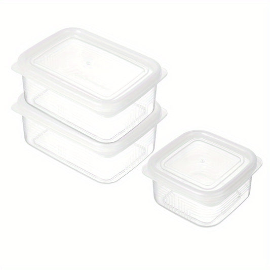 3pcs Plastic Refrigerator Storage Box Set with Lid