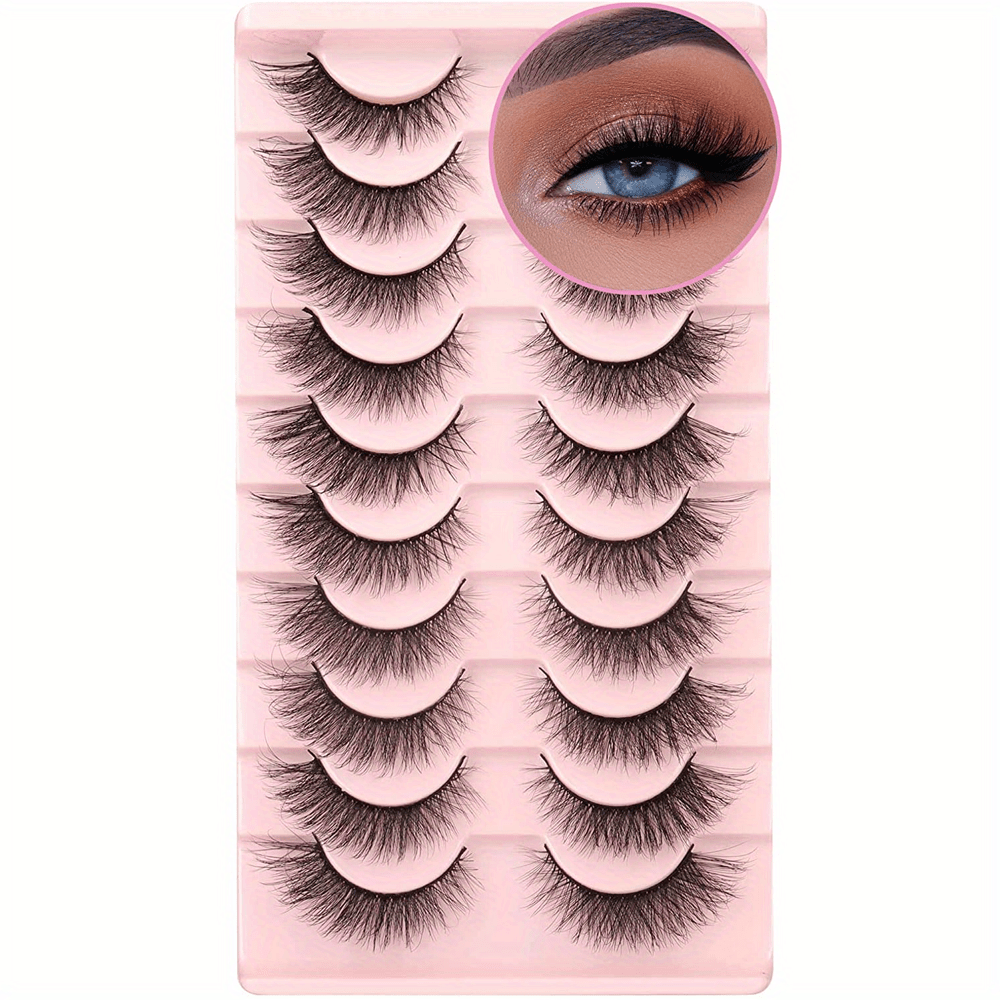 10 Pairs Faux Mink Lashes Natural Look Cat Eye False Eyelashes