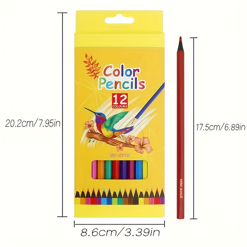 12 Pencil Set with Hexagonal Rods - Durable and Smooth Coloring Pencils
