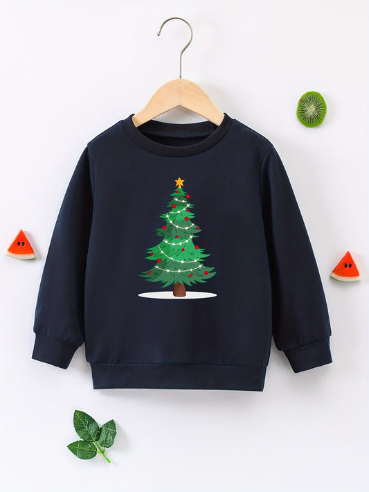Christmas Tree Pattern Boys Sweatshirt Kids Long Sleeve Pullover