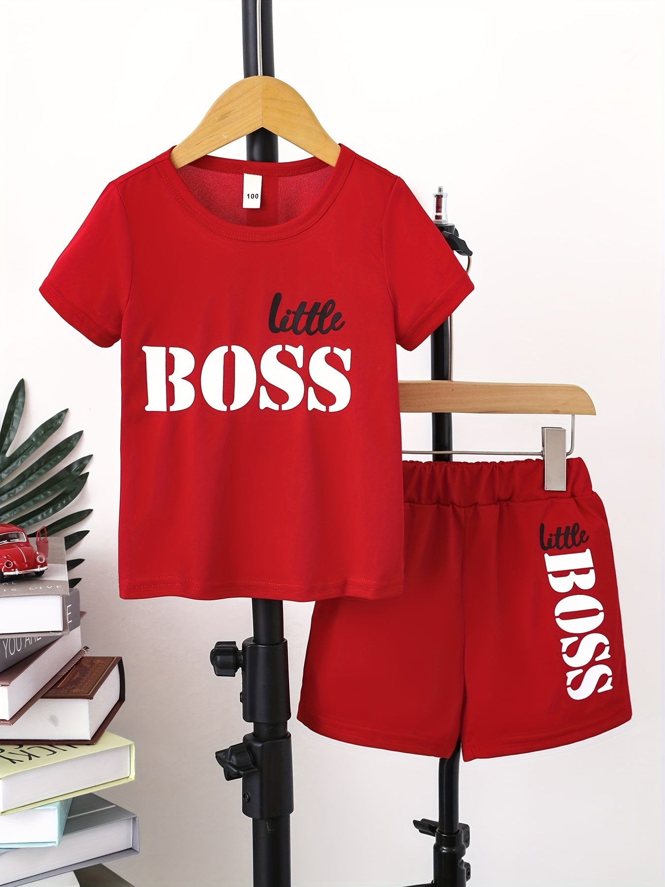 2pcs Boys Casual Round Neck T shirt & Shorts Set Clothes